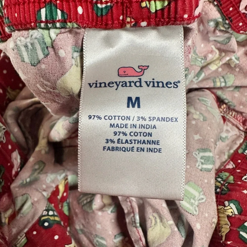 Vineyard Vines Mens‎ M Red Christmas Dog Pajama Sleep Pants Lounge Cotton Blend
